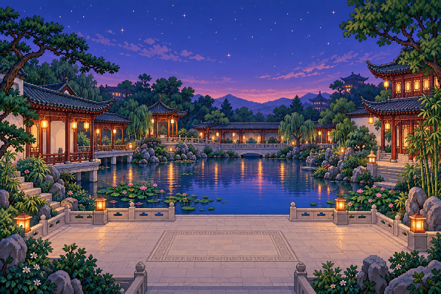 婚礼园林像素场景